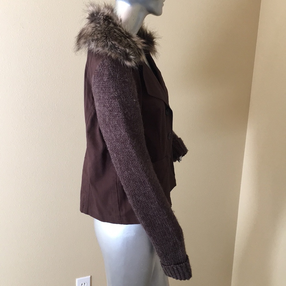 SUNDANCE | sweater jacket with faux fur coll… - Picture 3 of 11